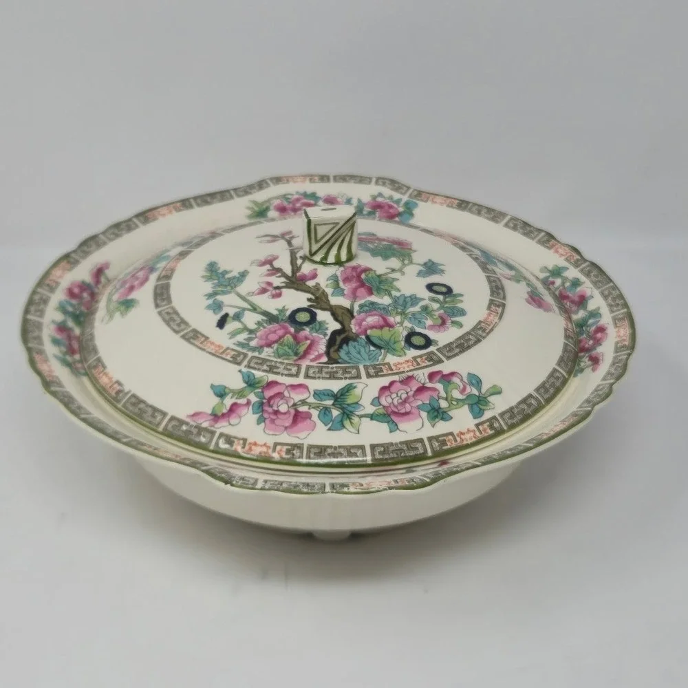 Vintage Myott Staffordshire Indian Tree Round Covered Vegetable Dish Tureen 10